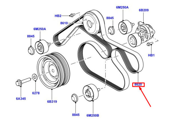 PQS500430 - LAND ROVER RANGE ROVER 3 L322 V-rib Strap PQS500430 NEW GENUINE
