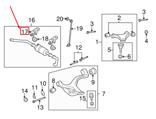RBU500100 - LR DISCOVERY 4 L319 Front Left Stabilizer Mount RBU500100 NEW GENUINE
