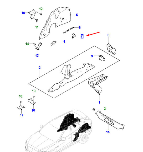 T4A13696 - Jaguar F-PACE X761 Wheelbox Trim Mount Rear Left T4A13696 Part