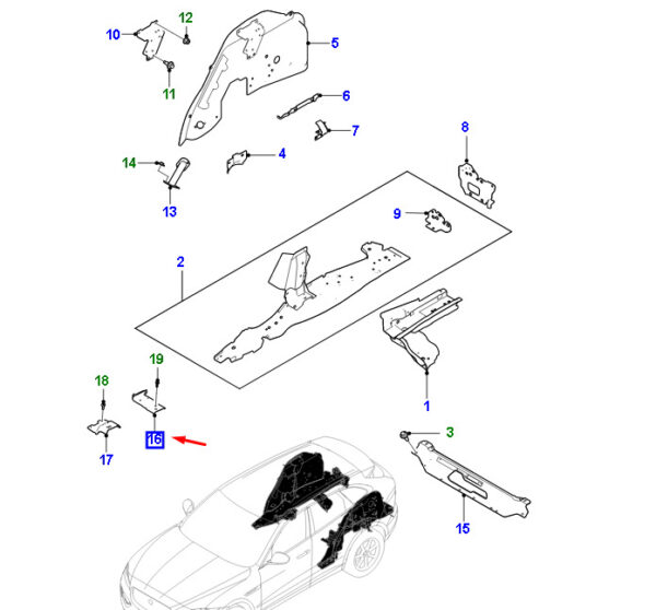 T4A13908 - JAGUAR F-PACE X761 longitudinal support rear left T4A13908 NEW original