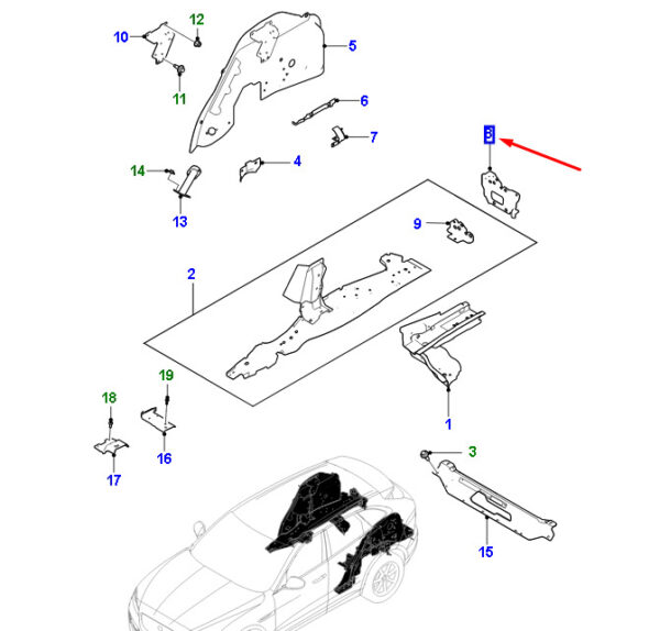 T4A1601 - Jaguar F-PACE X761 Rear Left Bumper Mount Rear Reinforcement T4A1601part