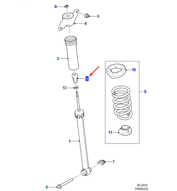 T4A2021 - JAGUAR F-PACE X761 rear shock absorber stop buffer rubber T4A2021 NEW ORIGINAL