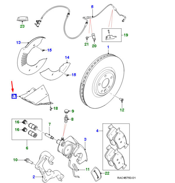 T4A29373 - JAGUAR F-PACE X761 Cooling Channel Brake Caliper Front Right T4A29373 NEW ORIGINAL
