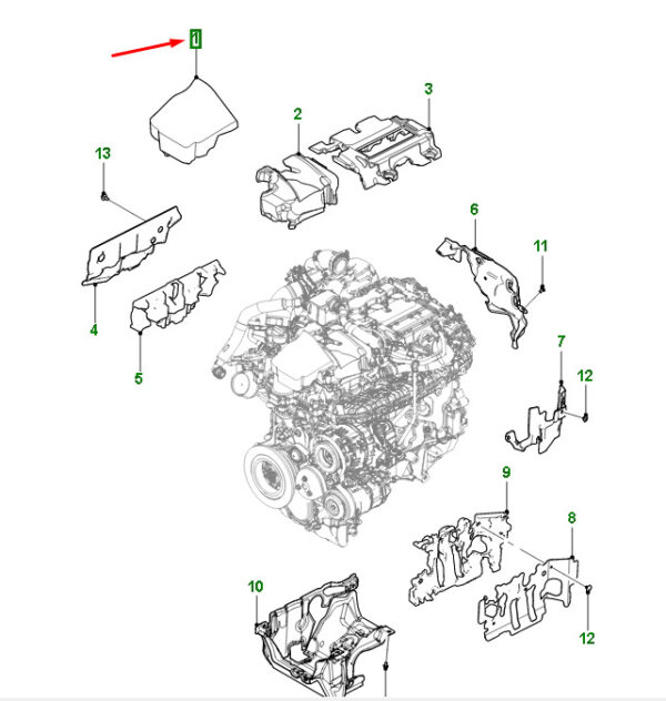 T4A33695 - Jaguar F-PACE X761 Upper Engine Insulator T4A33695, Original Part