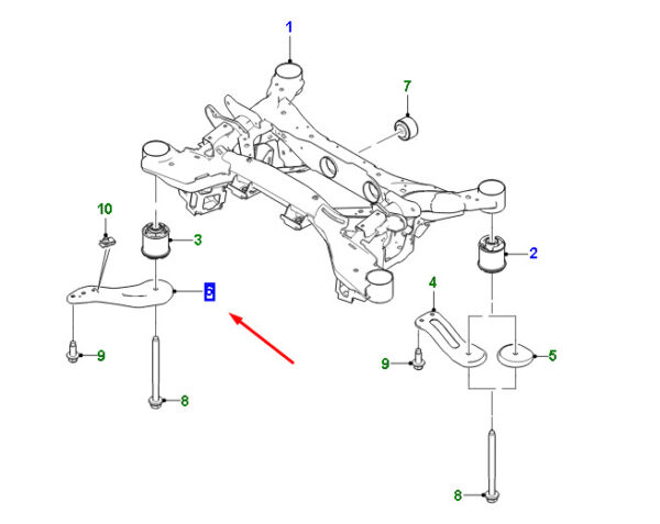 T4A34759 - Jaguar F-PACE X761 Rear Suspension Subframe Front Plate T4A34759 NEW
