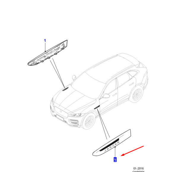 T4A34832 - JAGUAR F-PACE X761 Front Wing Left Vent Finisher T4A34832 NEW GENUINE