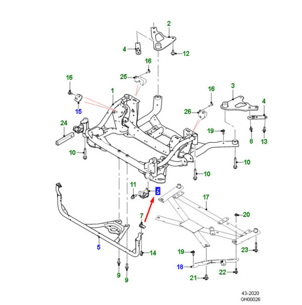 T4A35086 - JAGUAR F-PACE X761 Front Crossbeam Left Lower Bracket T4A35086 NEW GENUINE