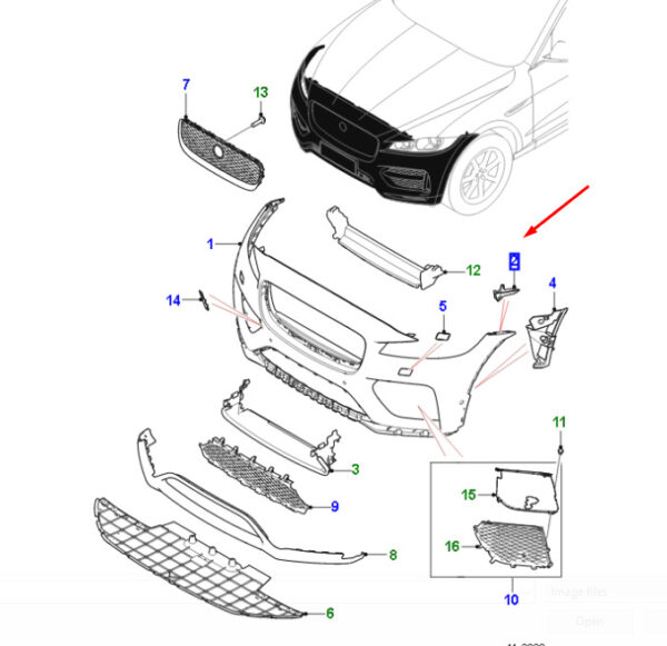 T4A36299 - Jaguar F-PACE X761 Front Left Bumper Mount T4A36299, Original Part