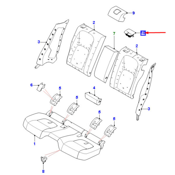 T4A37108LKP - Jaguar F-PACE X761 Rear Seat Bezel, T4A37108LKP, Original Part