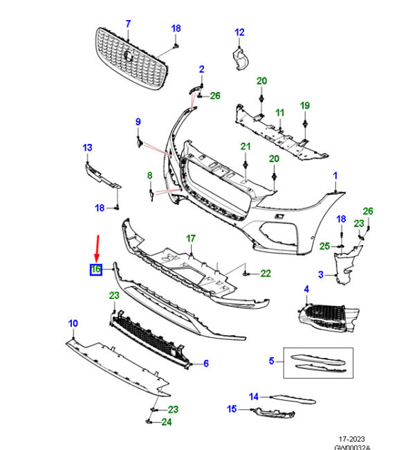 T4A37995LML - Jaguar F-PACE X761 Front Bumper Bottom Medium Shape T4A37995LML NEW ORIGINAL