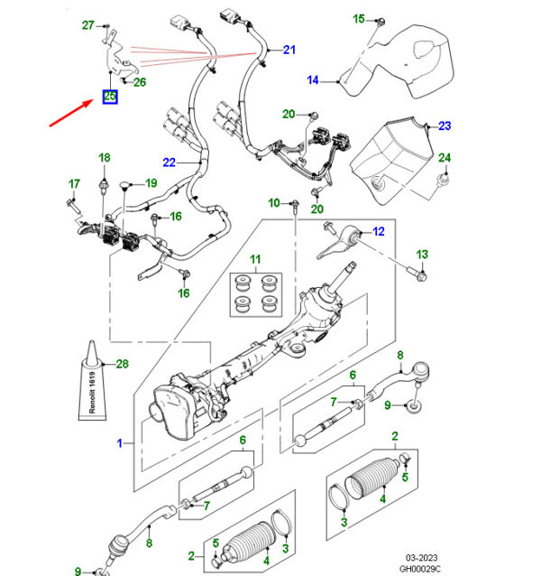 T4A39490 - JAGUAR F-PACE X761 Steering Rack and Pinion Cable Mount T4A399490 NEW