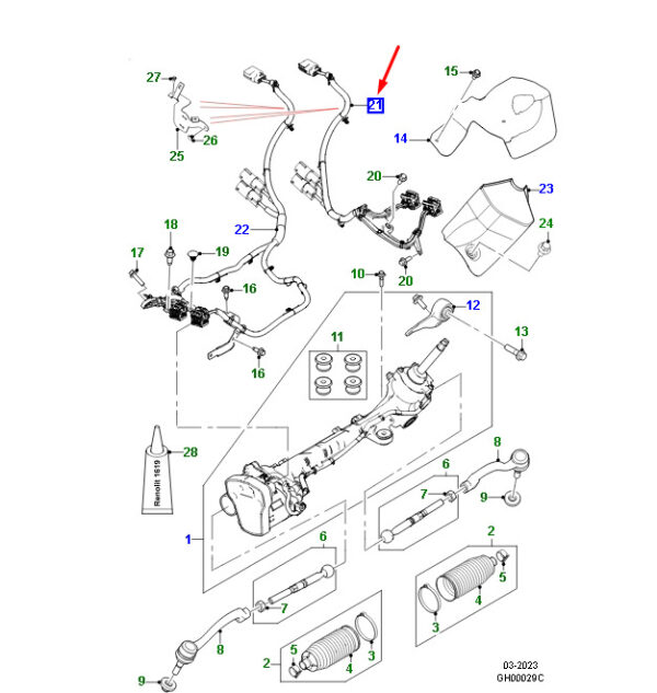 T4A39769 - JAGUAR F-PACE X761 Steering Rack and Pinion Cable LHD T4A399769 NEW ORIGINAL