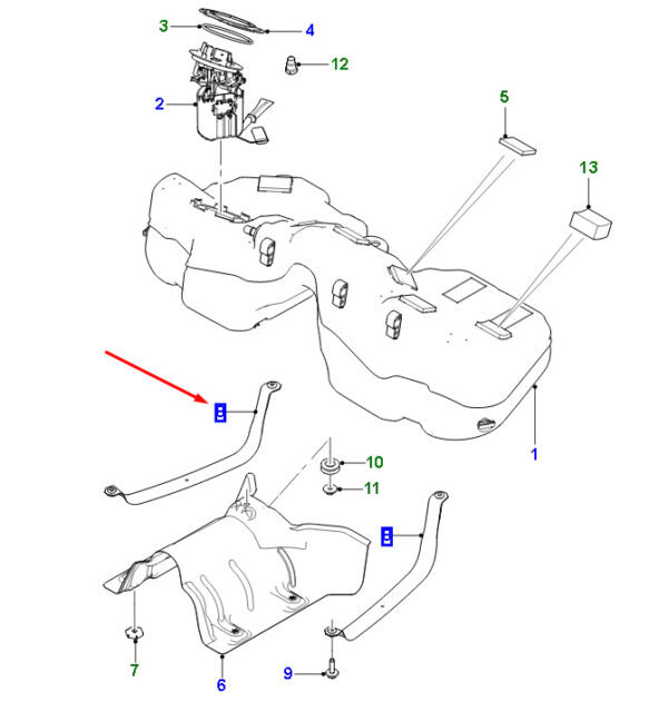T4A40625 - JAGUAR F-PACE X761 Kraftstofftank-Gurtbaugruppe T4A40625 NEW ORIGINAL