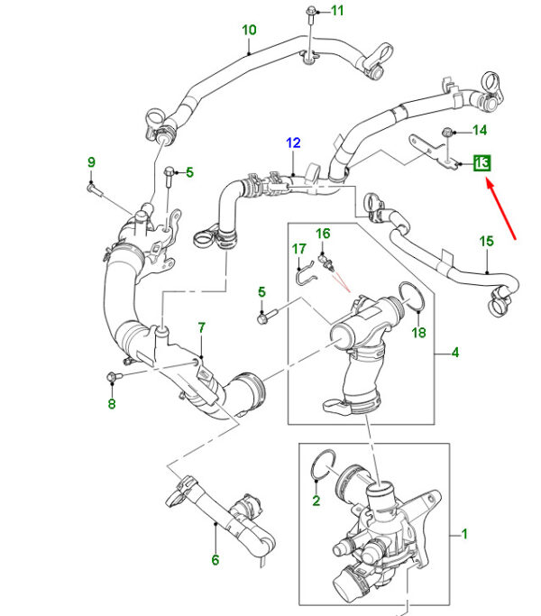 T4A41334 - Jaguar F-PACE X761 Water Hose Mount T4A41334, Original Part