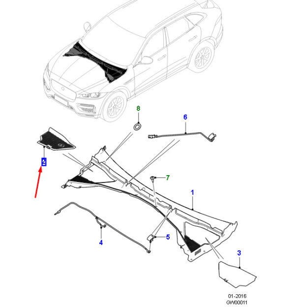 T4A4298 - Jaguar F-PACE X761 Windshield Molding Right RHD T4A4298 Original Part