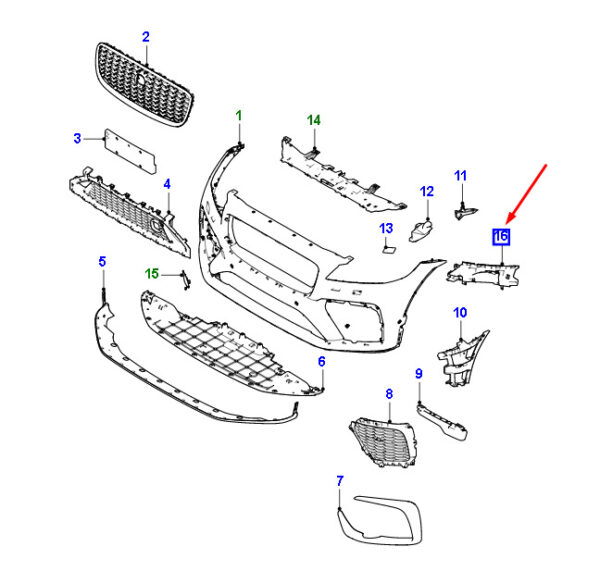 T4A44611 - Jaguar F-Pace X761 Front Left Bumper Reinforcement T4A44611, NEW, GENUINE