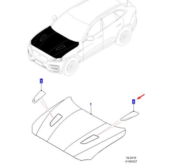 T4A46665LML - JAGUAR F-PACE X761 Front Hood Left Vent Finisher T4A46665LML NEW GENUINE