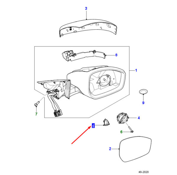 T4A5580 - Jaguar F-PACE X761 Front Right Door Mirror Approach Light T4A5580 Part