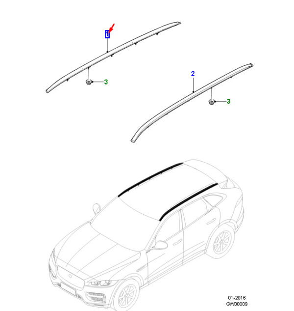 T4A6067 - Jaguar F-PACE X761 Roof Rail Right T4A6067 NEW ORIGINAL