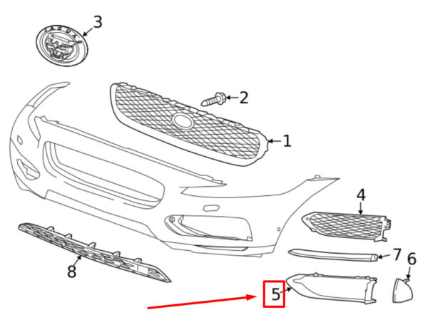 T4A6215 - JAGUAR F-PACE X761 FRONT RIGHT BUMPER GRILL T4A6215 NEW GENUINE