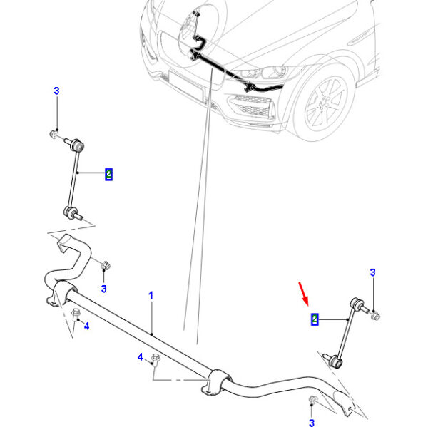 T4A8238 - JAGUAR F-PACE X761 Front Stabilizer Rod T4A8238 NEW ORIGINAL