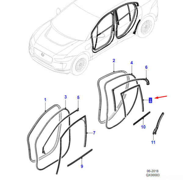 T4K1404 - Jaguar I-PACE X590 door gasket rear right T4K1404 NEW ORIGINAL