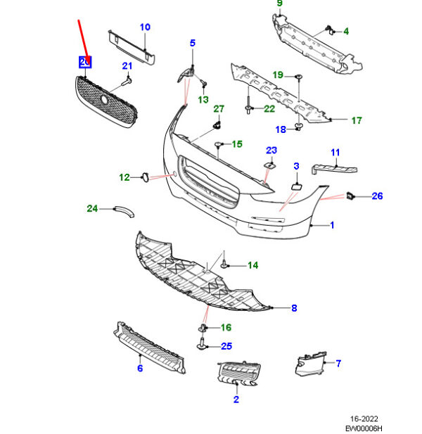 T4N10527 - Radiator grille for Jaguar XE X760, T4N10527, original part