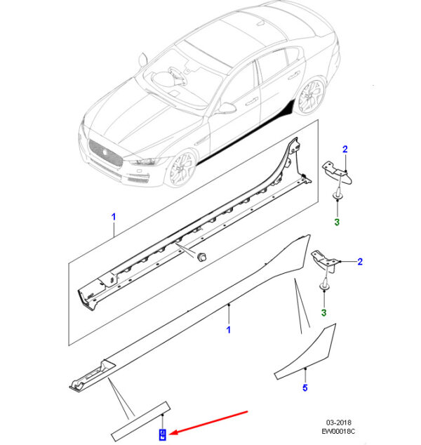T4N12869 - JAGUAR XE X760 Side Bar Front Left Helicopter Tape T4N12869 NEW