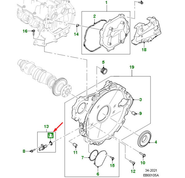 T4N19138 - Jaguar F-PACE X761 Crankshaft Sensor-O-Ring T4N19138, Original Part