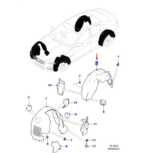 T4N24447 - Jaguar XE X760 wheelhouse trim rear right T4N24447, original part