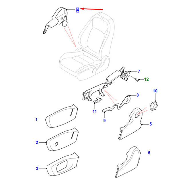 T4N2783AMT - Jaguar XE X760, cover for reclining seat front right, inside, T4N2783AMT, original part