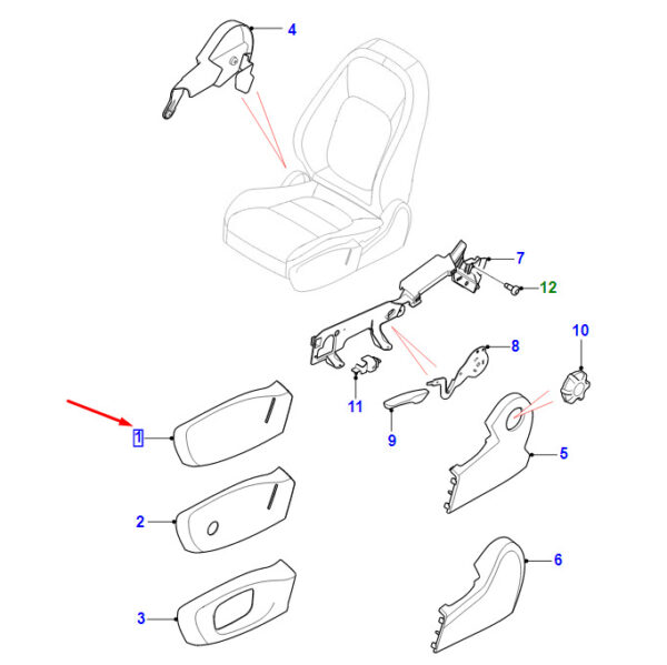 T4N2791SBU - Jaguar XE X760 seat apron front left T4N2791SBU, original part