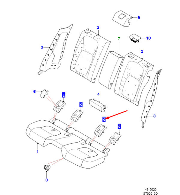 T4N2853PVJ - Jaguar F-PACE X761 Child Restraint System Rear Anchor Bezel T4N2853PVJ Part