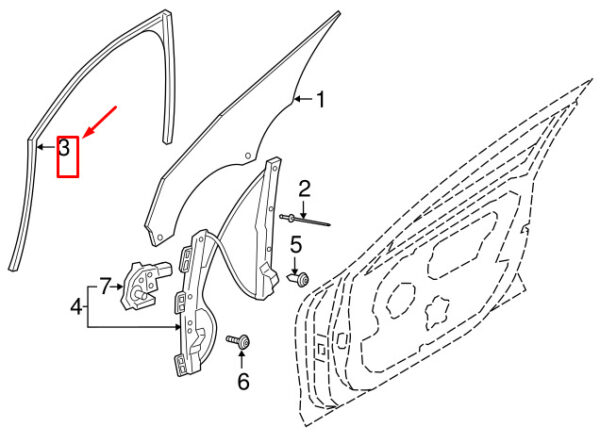 T4N30575 - Jaguar XE X760 window duct seal front right T4N30575, original part