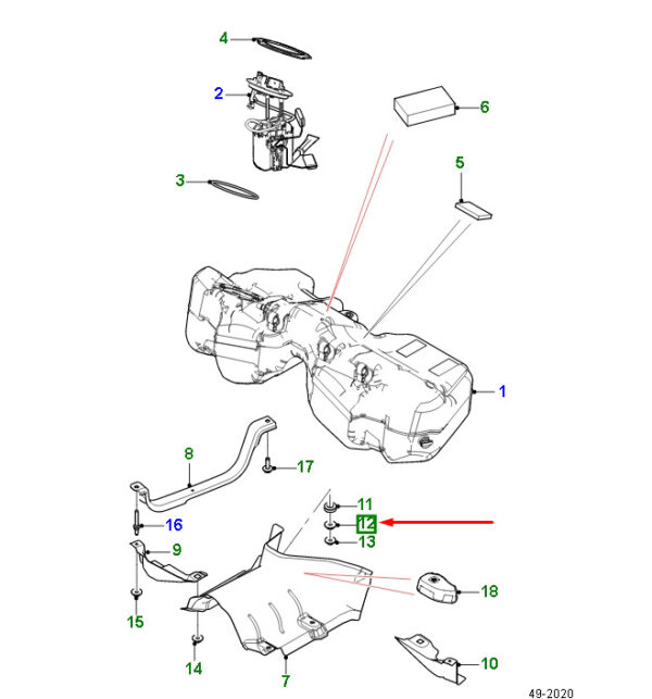 T4N4218 - Jaguar F-PACE X761 Fuel Tank Spacer T4N4218, Original Part