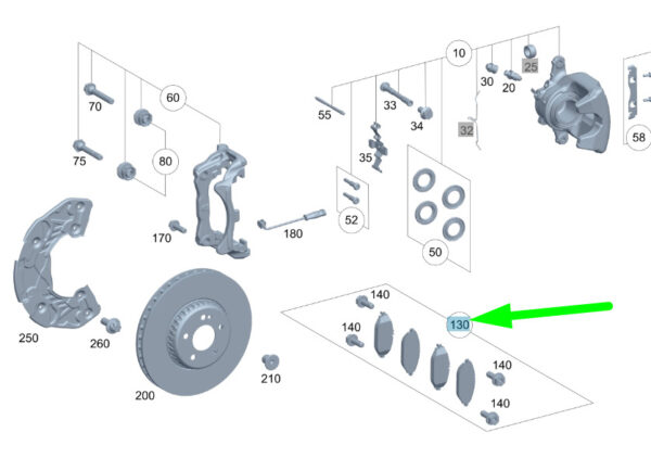 A0004209603 - New MERCEDES-BENZ C W205 Front Wheel Brake Pad Set A0004209603