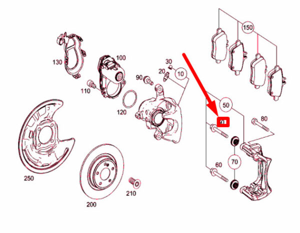 A0004214074 - NEW MERCEDES-BENZ CLA C117 REAR BRAKE CALIPER GUIDE SLEEVE A0004214074 ORIGINAL