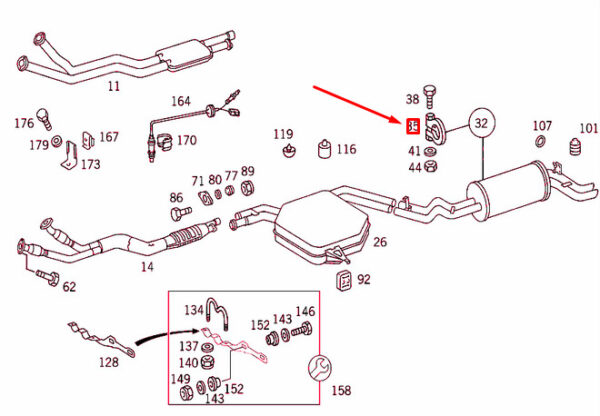 A0004900741 - NEW MERCEDES-BENZ S W126 EXAHUST SYSTEN CLAMP A0004900741 ORIGINAL