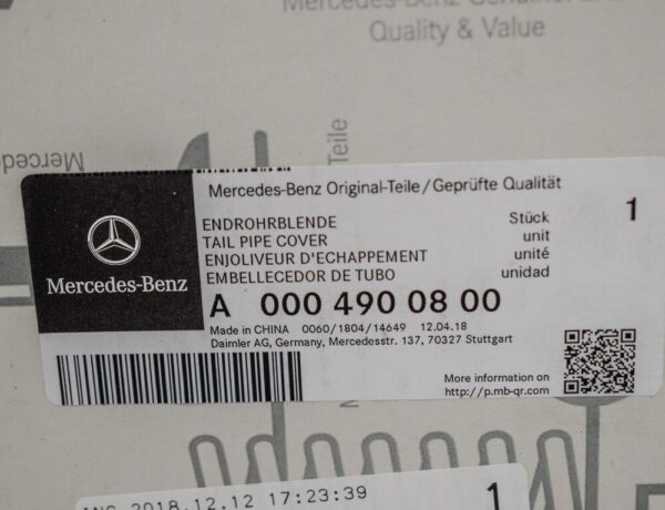 A0004900800 - NEW MB C-CLASS W205 AMG REAR EXHAUST LEFT TAIL PIPE TRIM A0004900800 ORIGINAL