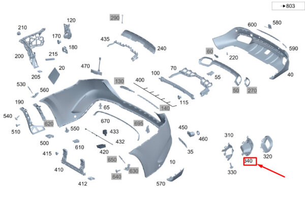 A0004902500 - New MERCEDES-BENZ GLS X167 Left Side Tailpipe Trim A0004902500