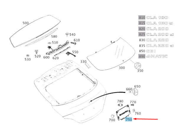 A0008103500 - NEW MERCEDES-BENZ CLA C117 REAR LICENCE MOUNTING PLATE A0008103500 ORIGINAL