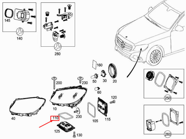 A0008260400 - MB C W205 gasket for headlight housing A0008260400 original part