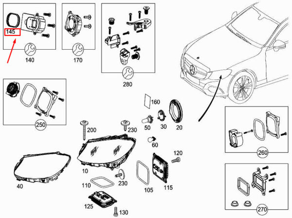 A0008262700 - NEW MERCEDES-BENZ C COUP� C205 FRONT LIGHT HOUSING SEAL A0008262700 ORIGINAL