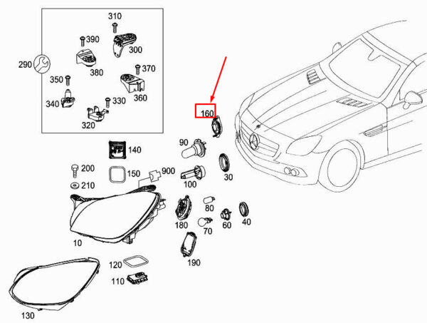 A0008262900 - NEW MERCEDES-BENZ SLK R172 LEFT LIGHT PROTECTION COVER A0008262900 ORIGINAL