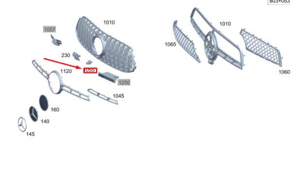 A0008883400 - Mercedes-Benz GLE W167 Molding for Front Camera A0008883400, Original Part