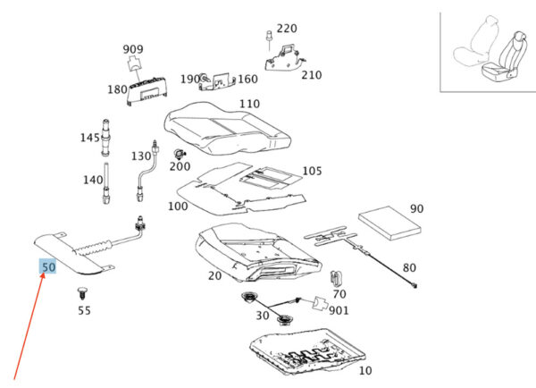 A0009103675 - NEW MERCEDES-BENZ E W212 FRONT LEFT SEAT UPHOLSTERY A0009103675 GENUINE