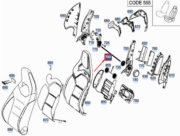 A0009120700 - New Mercedes-Benz A W177 Front Left Backrest Adjustment Shaft A0009120700