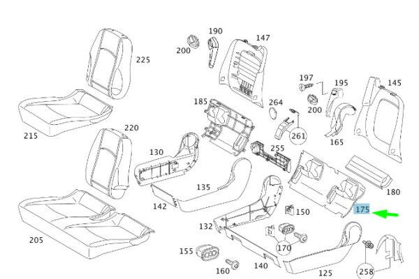 A00094213229B51 - NEW MERCEDES-BENZ VITO W639 REAR SEAT FRAMEWORK TRIM RHD A00094213229B51