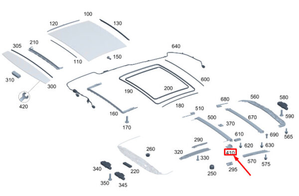 A0009750800 - New MERCEDES-BENZ S W223 Right Sliding Sunroof Holder A0009750800