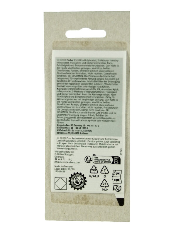 A0009862350099775 - Genuine MB Iridium Silver Touch Up Pen Parts Kit A0009862350119775
